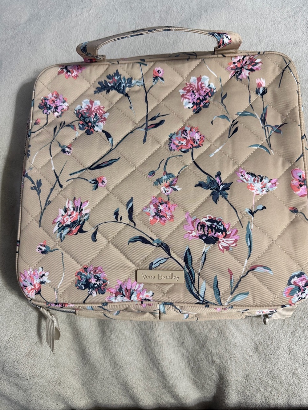 Vera Bradley Quilted Floral Laptop Case in Pink and Beige